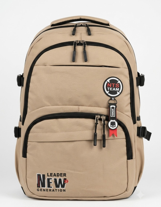 Versatile Khaki Travel & College Backpack with Keyring